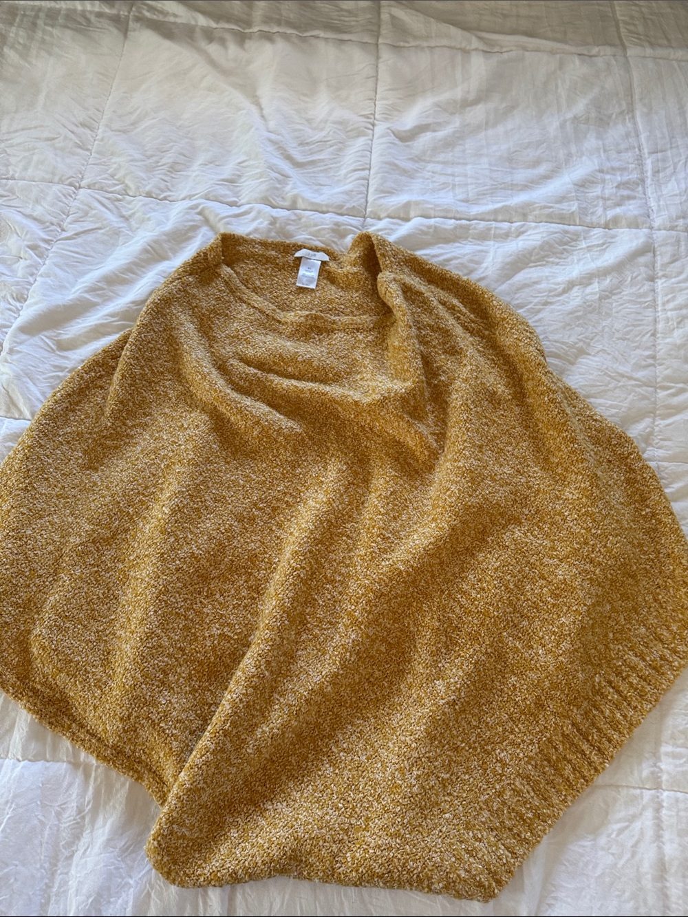 J. Jill Mustard Bouclé Poncho Sweater